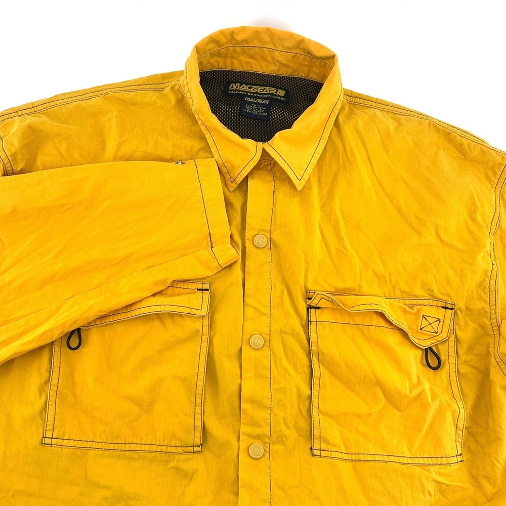 Macgear Convertible Utility Shirt Mens XL Yellow Long Sleeve Cargo Gorpcore Y2K